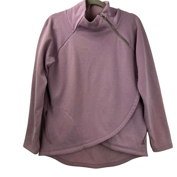 Athleta Women's Medium Mauve Asymmetrical Zip Pullover Sweatshirt Long Sleeve - Picture 10 of 15